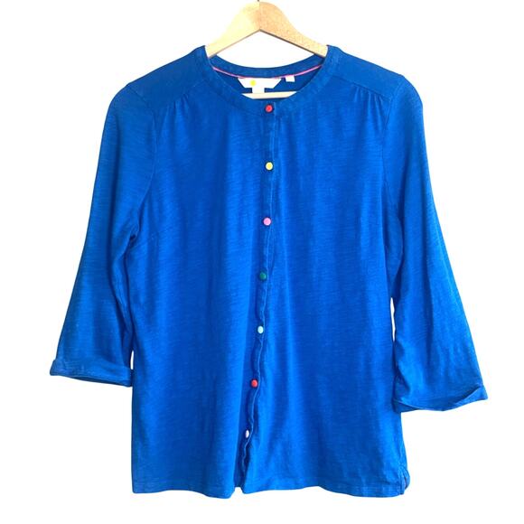 Boden Women’s Size 10 Blue Lightweight Cardigan Rainbow Button Front - Picture 1 of 4